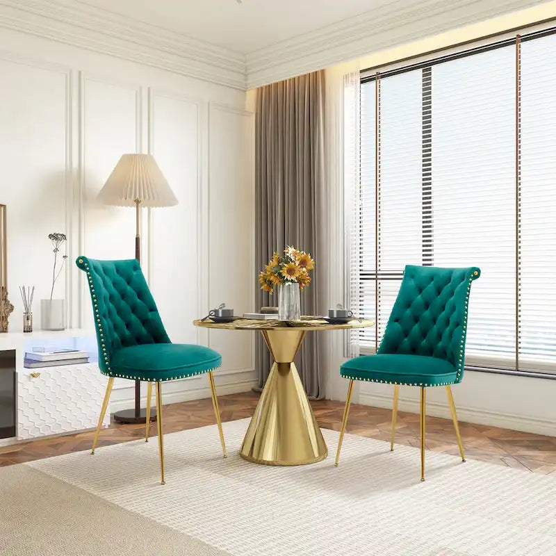 Clihome Chaises de salle à manger modernes rembourrées en velours (Lot de 2)