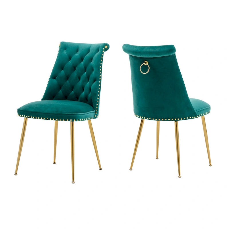 Clihome Chaises de salle à manger modernes rembourrées en velours (Lot de 2)