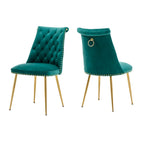 Clihome Chaises de salle à manger modernes rembourrées en velours (Lot de 2)