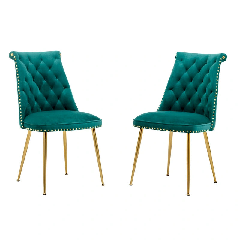 Clihome Chaises de salle à manger modernes rembourrées en velours (Lot de 2)