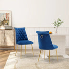Clihome Chaises de salle à manger modernes rembourrées en velours (Lot de 2)
