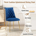 Clihome Chaises de salle à manger modernes rembourrées en velours (Lot de 2)
