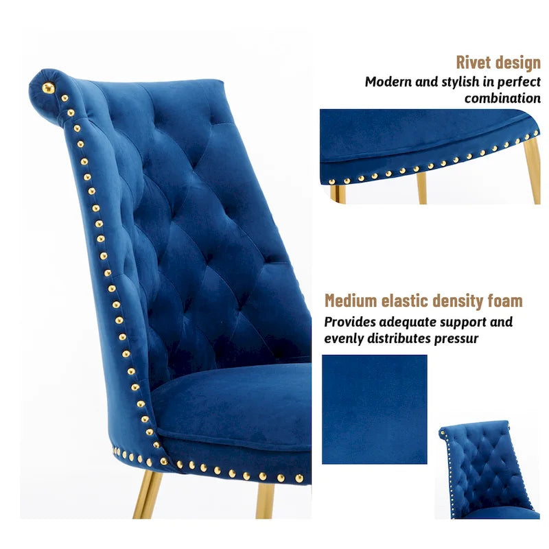 Clihome Chaises de salle à manger modernes rembourrées en velours (Lot de 2)