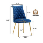 Clihome Chaises de salle à manger modernes rembourrées en velours (Lot de 2)