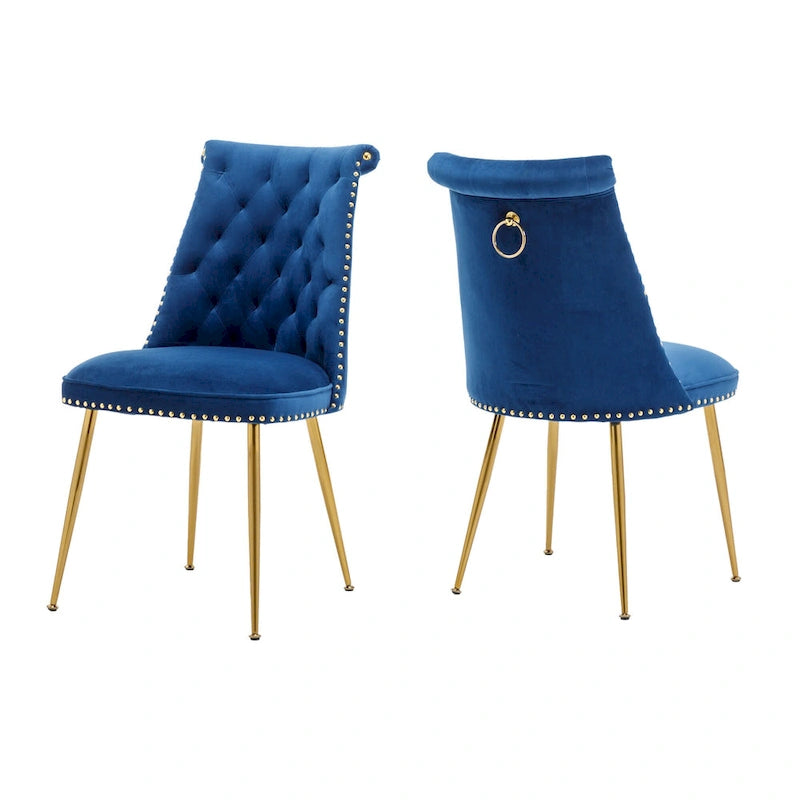 Clihome Chaises de salle à manger modernes rembourrées en velours (Lot de 2)