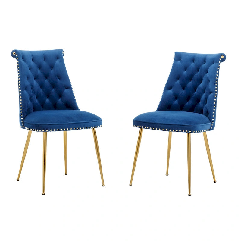 Clihome Chaises de salle à manger modernes rembourrées en velours (Lot de 2)