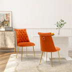 Clihome Chaises de salle à manger modernes rembourrées en velours (Lot de 2)