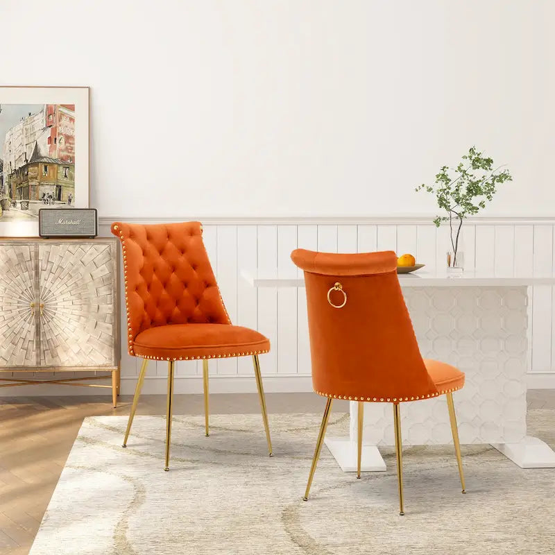Clihome Chaises de salle à manger modernes rembourrées en velours (Lot de 2)
