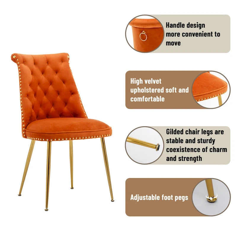 Clihome Chaises de salle à manger modernes rembourrées en velours (Lot de 2)