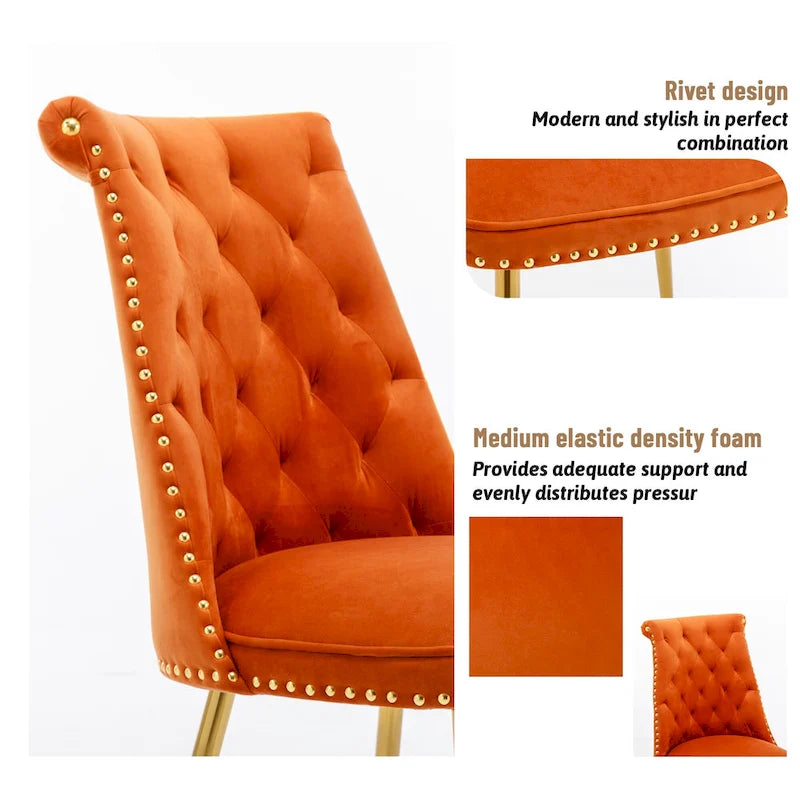 Clihome Chaises de salle à manger modernes rembourrées en velours (Lot de 2)