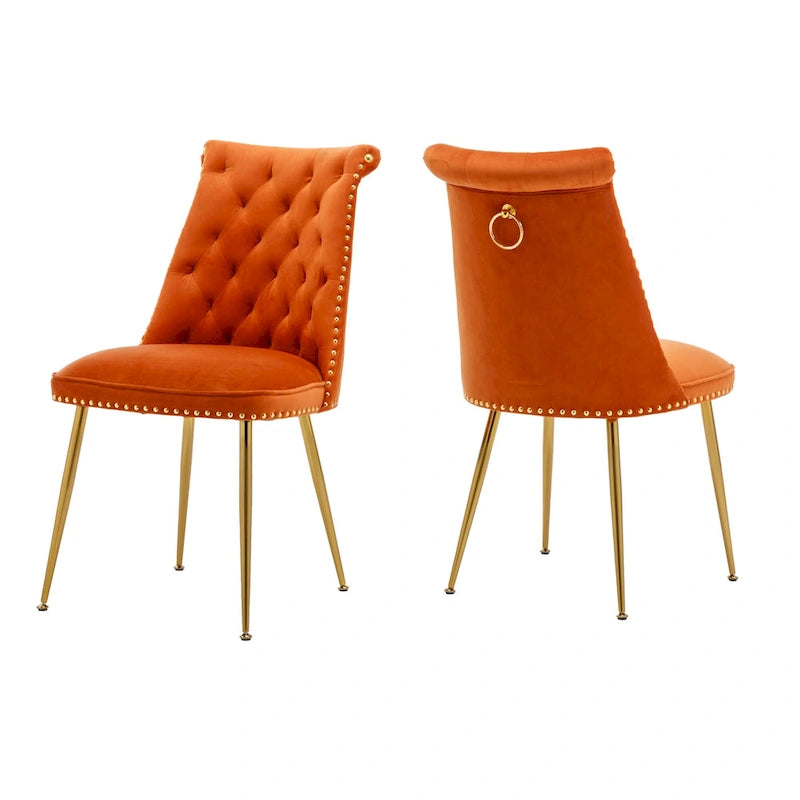 Clihome Chaises de salle à manger modernes rembourrées en velours (Lot de 2)