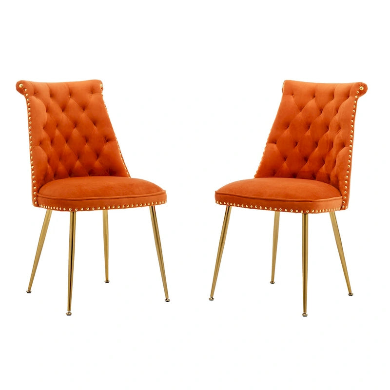 Clihome Chaises de salle à manger modernes rembourrées en velours (Lot de 2)
