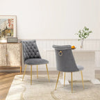 Clihome Chaises de salle à manger modernes rembourrées en velours (Lot de 2)