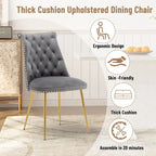 Clihome Chaises de salle à manger modernes rembourrées en velours (Lot de 2)