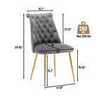 Clihome Chaises de salle à manger modernes rembourrées en velours (Lot de 2)