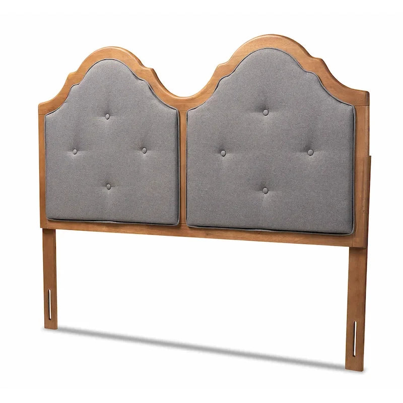 Tête de lit cintrée Falk Vintage Classic en tissu et bois gris