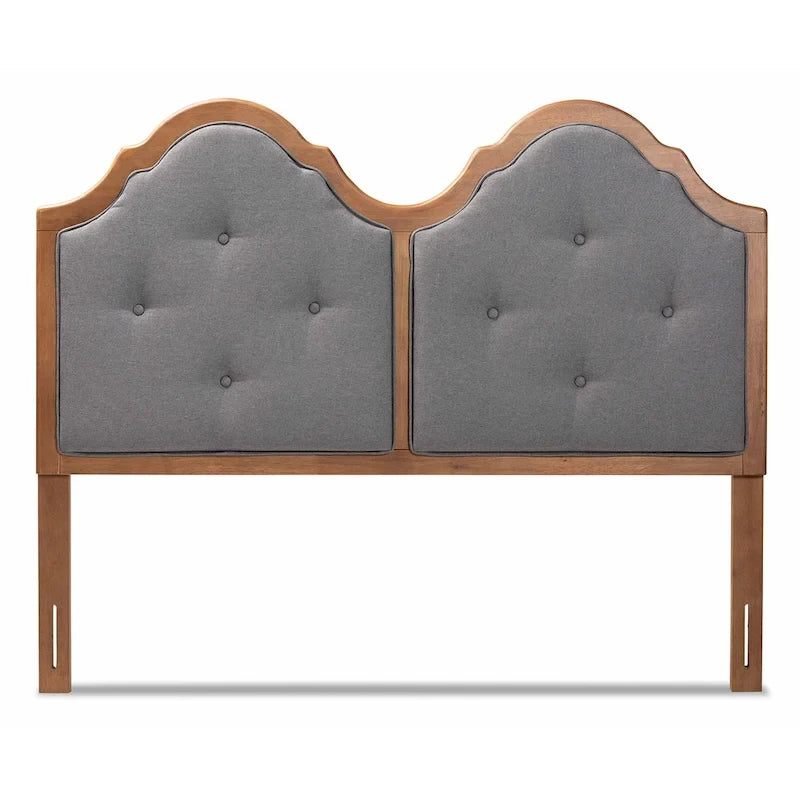 Tête de lit cintrée Falk Vintage Classic en tissu et bois gris