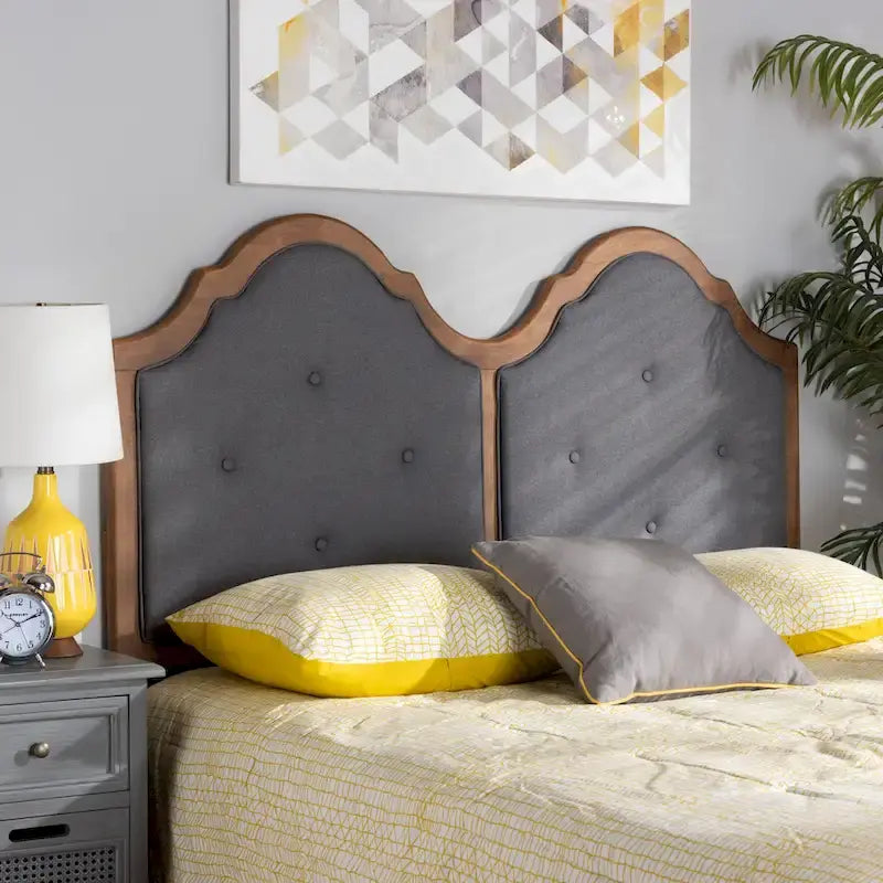 Tête de lit cintrée Falk Vintage Classic en tissu et bois gris