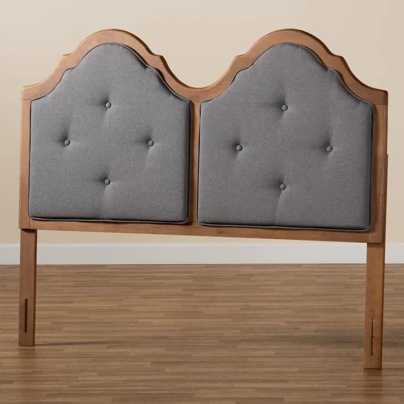 Tête de lit cintrée Falk Vintage Classic en tissu et bois gris