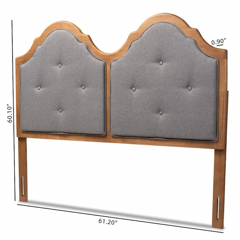 Tête de lit cintrée Falk Vintage Classic en tissu et bois gris