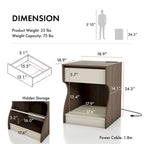 Table de chevet DH BASIC moderne marron châtaigne à 1 tiroir avec station de charge et rangement caché par Denhour