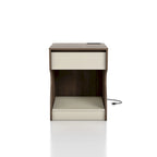 Table de chevet DH BASIC moderne marron châtaigne à 1 tiroir avec station de charge et rangement caché par Denhour