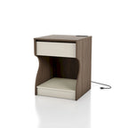 Table de chevet DH BASIC moderne marron châtaigne à 1 tiroir avec station de charge et rangement caché par Denhour