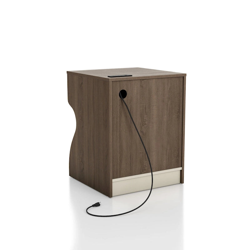 Table de chevet DH BASIC moderne marron châtaigne à 1 tiroir avec station de charge et rangement caché par Denhour