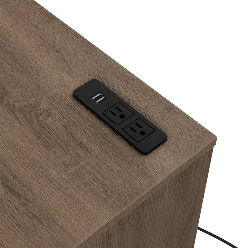 Table de chevet DH BASIC moderne marron châtaigne à 1 tiroir avec station de charge et rangement caché par Denhour