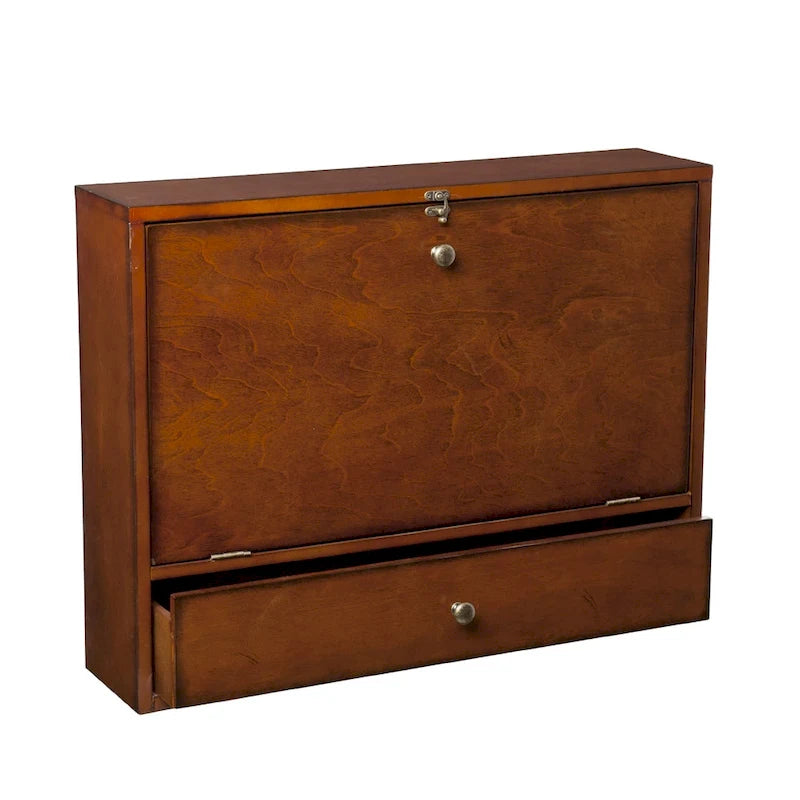 Bureau mural pour ordinateur portable, acajou brun