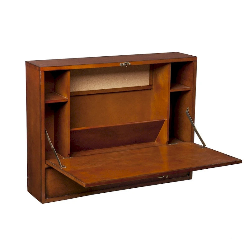 Bureau mural pour ordinateur portable, acajou brun