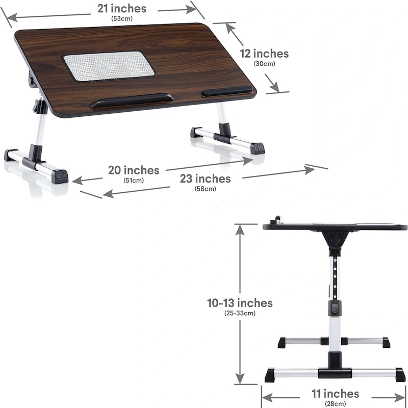 Oreiller de mari - Plateau de lit en bois petit - Convient aux ordinateurs portables jusqu'à 17 pouces - avec double coussin, fente multifonctionnelle pour tablette