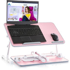 Oreiller de mari - Plateau de lit en bois petit - Convient aux ordinateurs portables jusqu'à 17 pouces - avec double coussin, fente multifonctionnelle pour tablette
