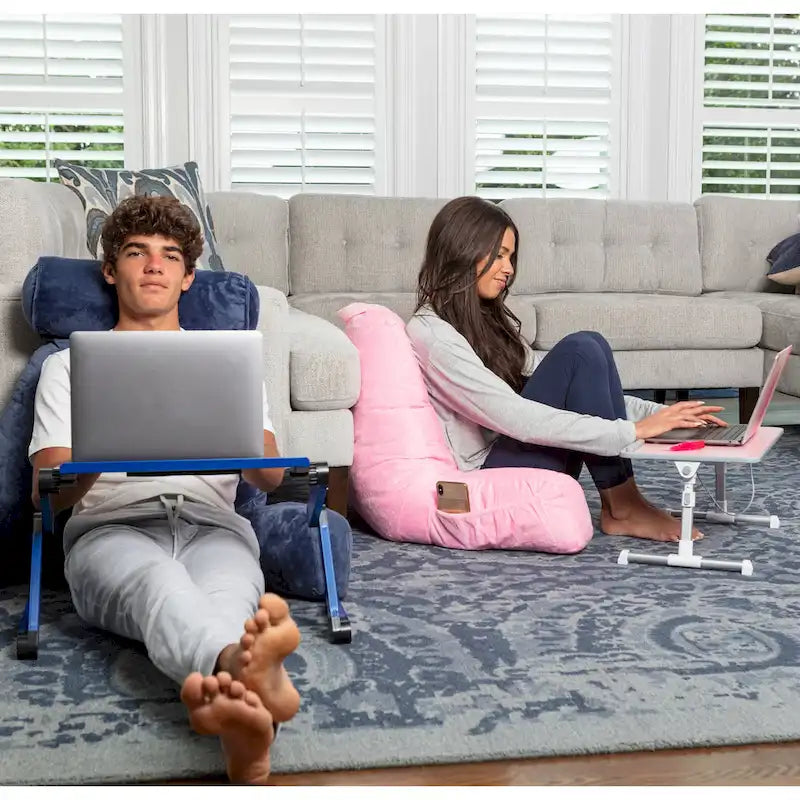 Oreiller de mari - Plateau de lit en bois petit - Convient aux ordinateurs portables jusqu'à 17 pouces - avec double coussin, fente multifonctionnelle pour tablette