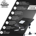 Oreiller de mari - Plateau de lit en bois petit - Convient aux ordinateurs portables jusqu'à 17 pouces - avec double coussin, fente multifonctionnelle pour tablette