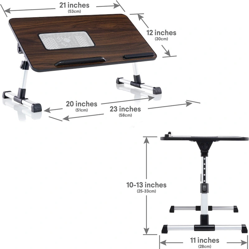 Oreiller de mari - Plateau de lit en bois petit - Convient aux ordinateurs portables jusqu'à 17 pouces - avec double coussin, fente multifonctionnelle pour tablette
