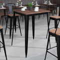 Table de bar d'intérieur carrée en métal de 31,5 po avec plateau en bois rustique - 31,5 po L x 31,5 po P x 42 po H - 31,5 po L x 31,5 po P x 42 po H
