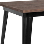 Table de bar d'intérieur carrée en métal de 31,5 po avec plateau en bois rustique - 31,5 po L x 31,5 po P x 42 po H - 31,5 po L x 31,5 po P x 42 po H