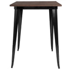 Table de bar d'intérieur carrée en métal de 31,5 po avec plateau en bois rustique - 31,5 po L x 31,5 po P x 42 po H - 31,5 po L x 31,5 po P x 42 po H
