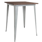 Table de bar d'intérieur carrée en métal de 31,5 po avec plateau en bois rustique - 31,5 po L x 31,5 po P x 42 po H - 31,5 po L x 31,5 po P x 42 po H