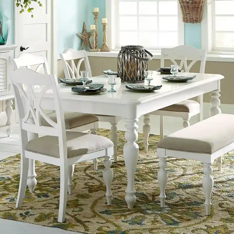 Table à plateau rectangulaire et piètement Oyster White