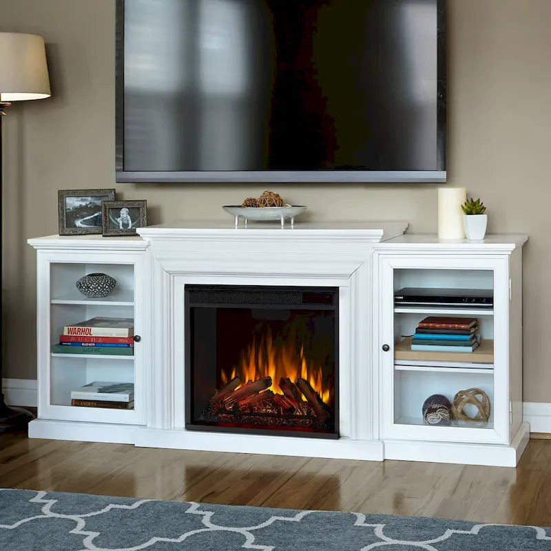 Frederick 72 Electric TV Stand Fireplace in White by  - 72L x 15.5W x 30H