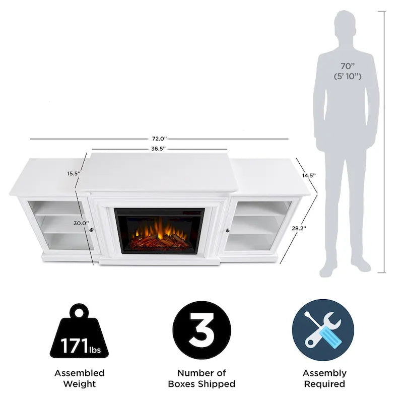 Meuble TV Cheminée Électrique Frederick 72 Blanc par - 72L x 15,5W x 30H