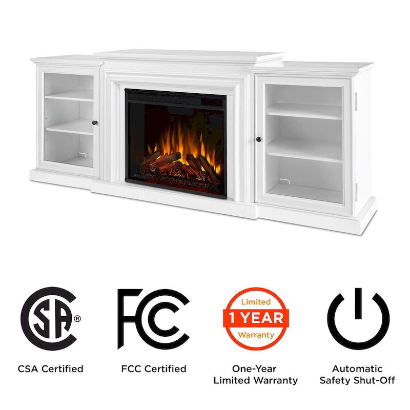 Meuble TV Cheminée Électrique Frederick 72 Blanc par - 72L x 15,5W x 30H