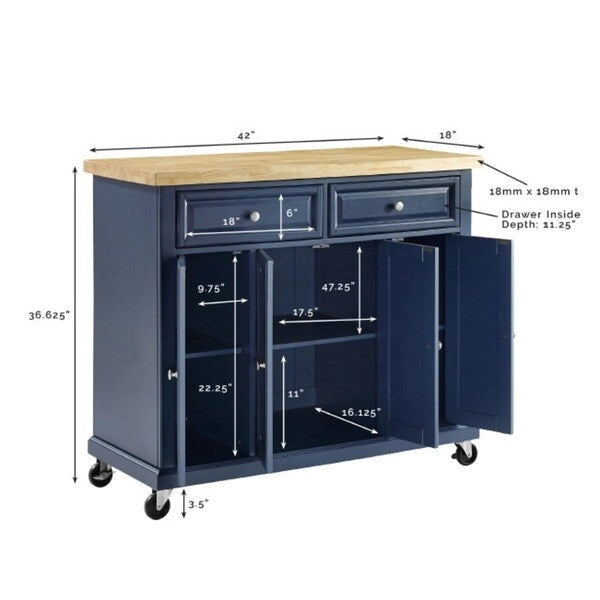 Chariot de cuisine avec billot - 42"L x 18"P x 36.63"H