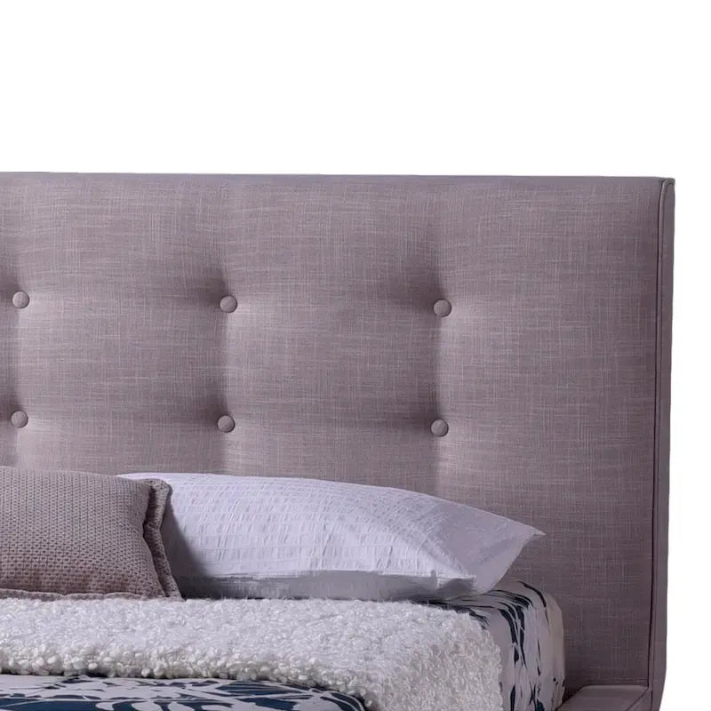 Lit plateforme king-size Svinninge en tissu beige style Mid-century
