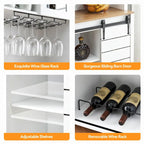 Vaisselier de cuisine rustique avec casier à vin - 15,7P x 47,2L x 69,6H