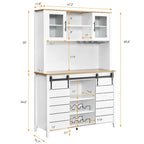 Vaisselier de cuisine rustique avec casier à vin - 15,7P x 47,2L x 69,6H