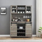 Vaisselier de cuisine rustique avec casier à vin - 15,7P x 47,2L x 69,6H
