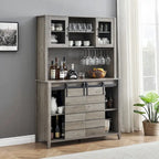 Vaisselier de cuisine rustique avec casier à vin - 15,7P x 47,2L x 69,6H